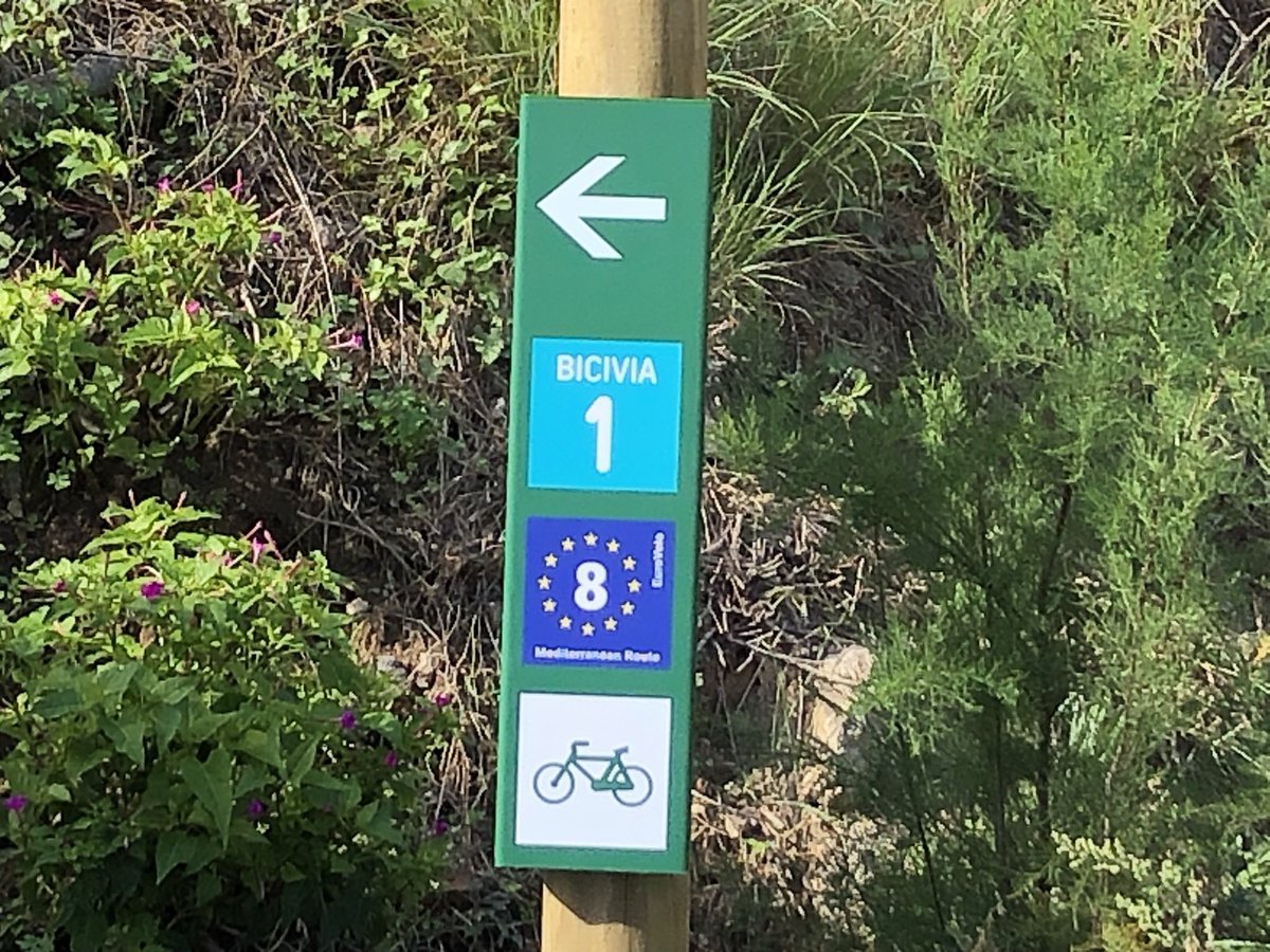 JillMWarren's tweet photo. Checking out the newly signed #EuroVelo8 #MedCycleRoute along the coast near Barcelona with enthusiastic fellow #EuroVeloConference2021 attendees 🚲❤️☀️ https://t.co/GjKzENXeUn