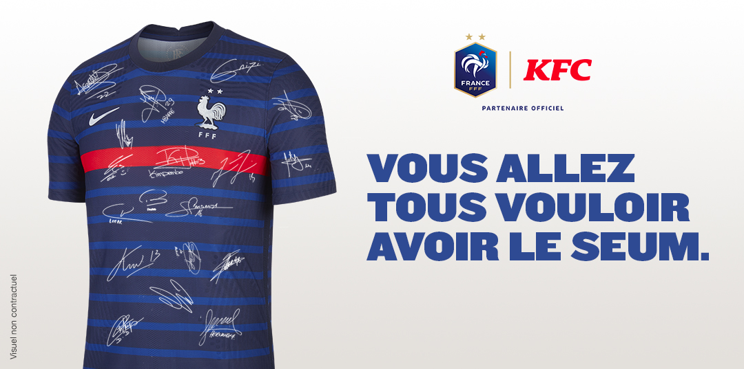 KFC France (@kfcfrance) on Twitter photo Pour #BELFRA, on offre un maillot dédicacé par les joueurs de <a href="/equipedefrance/">Equipe de France ⭐⭐</a> au tweet le moins like en commentaire de ce tweet. LET’S GOOO Pour #BELFRA, on offre un maillot dédicacé par les joueurs de <a href="/equipedefrance/">Equipe de France ⭐⭐</a> au tweet le moins like en commentaire de ce tweet. LET’S GOOO