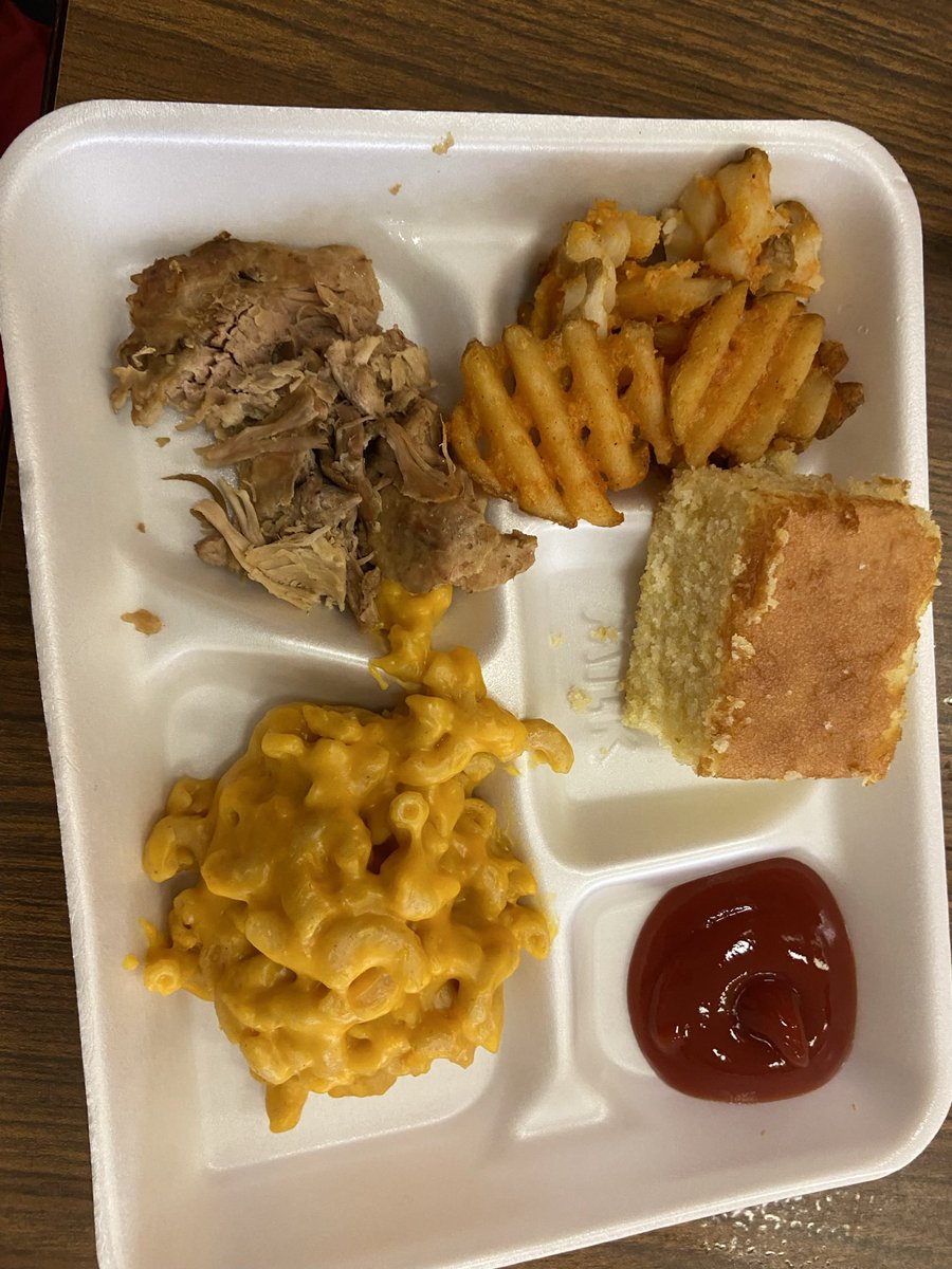 LoganLunchGrade's tweet photo. Yesterday I got a little busy so here it is. Pulled pork with some aged mac n cheese sat out since breakfast. Fries were great lil cold.
Looks: 4/10
Taste: 3/10
Texture:3/10
This was not a great lunch.      LHS Please go back to the other pork!
Once again… Room for improvement! https://t.co/rBescDSpjF