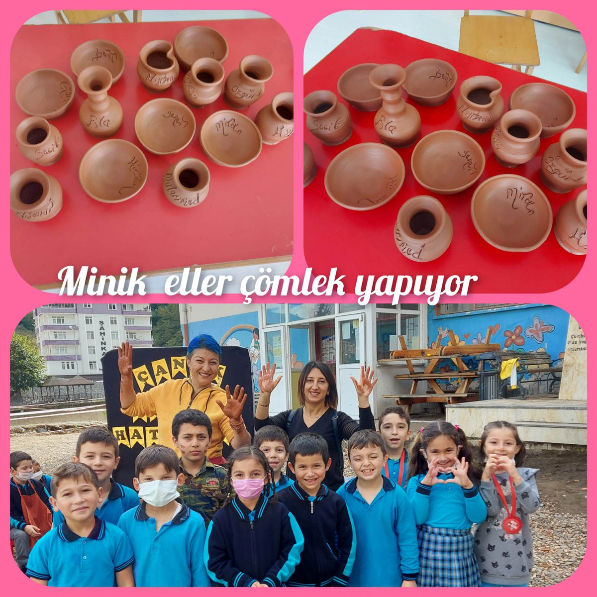 Medeniyetimizi yeniden ihya ettik.
Seyyar çömlek tezgâhı ile öğrencilerimize unutamayacakları bir deneyim yaşattık. Çeşit çeşit bardak,tabak ve vazolarımız oldu. Planlamaya emek veren <a href="/apayd_nesrin/">Nesrin Apaydın</a> öğretmenimizin şahsında tüm öğretmenlerimize  teşekkür ederiz.