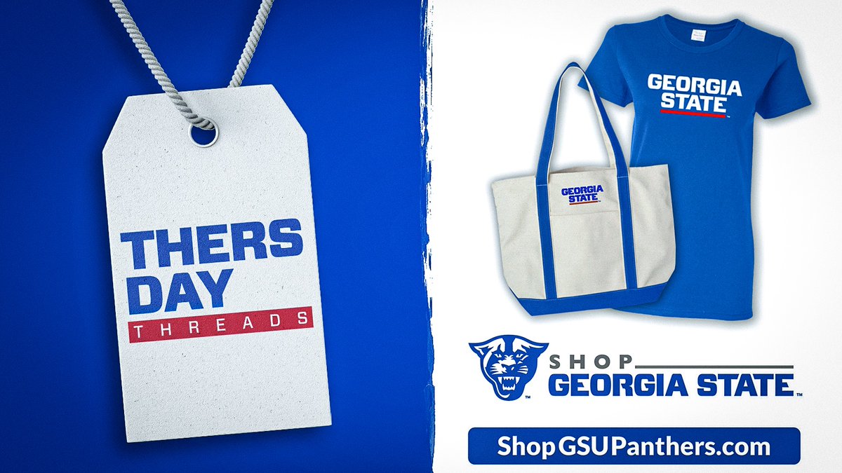 GSULicensing's tweet photo. Rep the 'Thers on campus with this @GSUPanthers canvas tote and t-shirt, exclusively at https://t.co/qdBgQu3iT8!

#THERSdayThreads https://t.co/CQco3LobsM