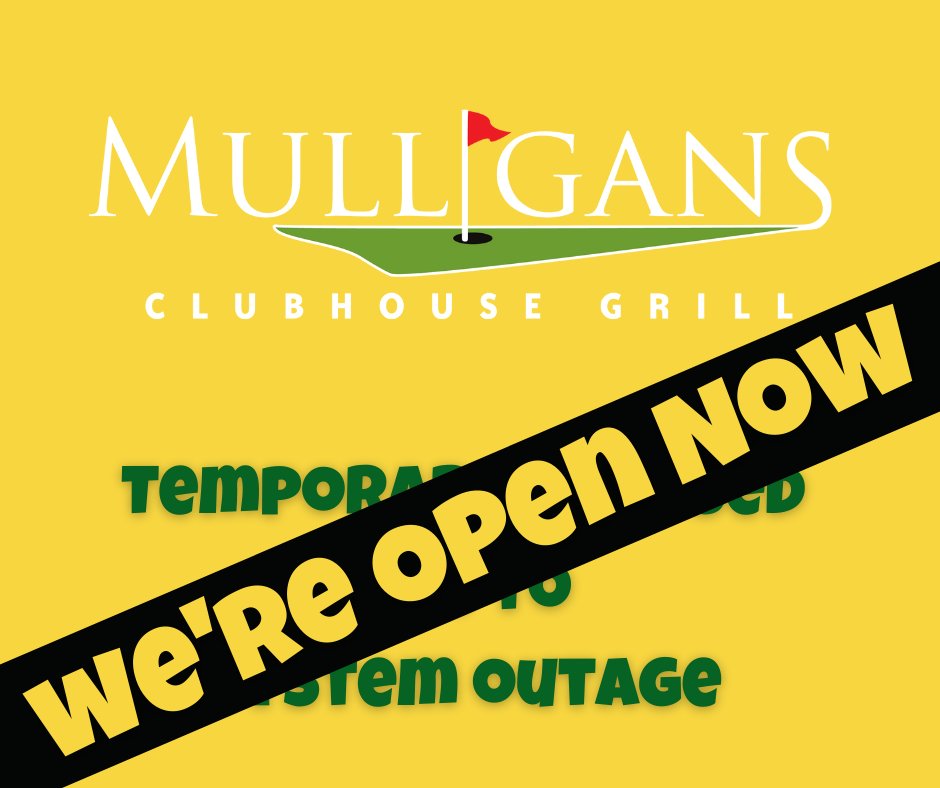 ✨📣 MULLIGAN'S IS BACK OPEN ✨📣 
We are sorry for the inconvenience of our closing earlier today but we have all the internet issues fixed and we are ready to serve you again.