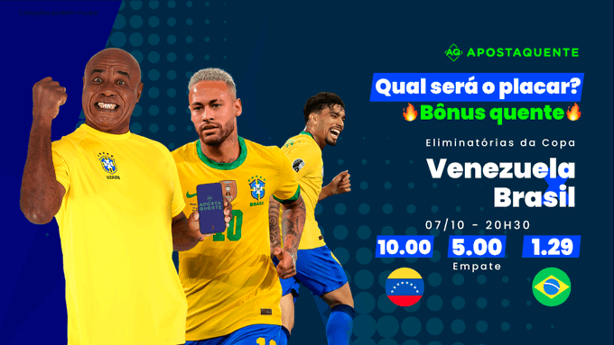 ⚠️B&ocirc;nus quente na &aacute;rea! Acerte o placar do jogo do #Brasil contra a Venezuela e ganhe R$50 em b&ocirc;nus para<a href="/tag/brasil"class="tags"><span>#brasil</span></a><a href="/tag/sintaocalor"class="tags"><span>#sintaocalor</span></a>