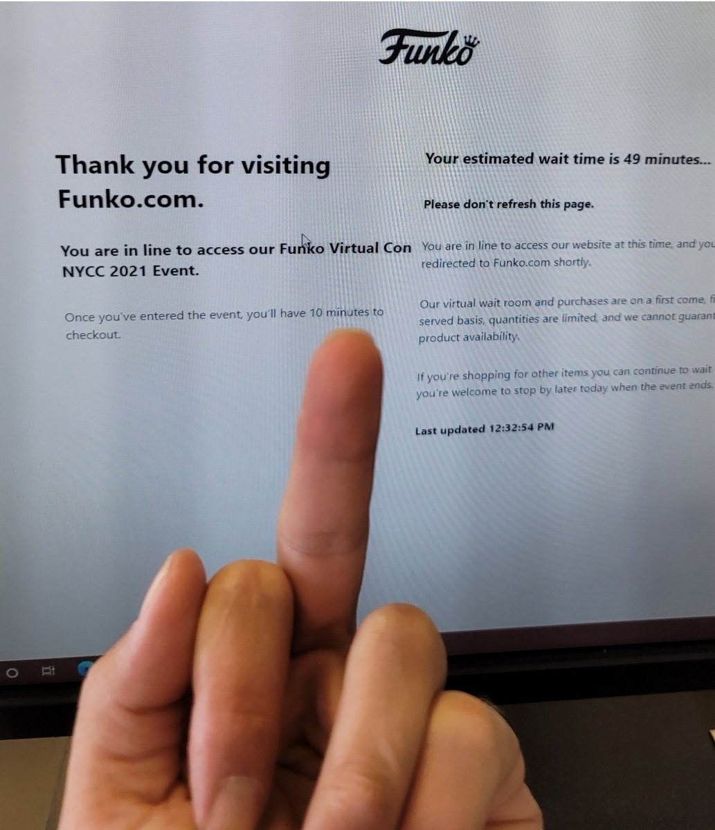 jwutaz's tweet image. @OriginalFunko thanks for taking the "FUN" out of Funko one more time. Bots and backdoor cart purchases have proven you don't care about the fanatics anymore and only about the money! How does a timer go up? #Funko #NYCC #TimeToCashIn #RIP