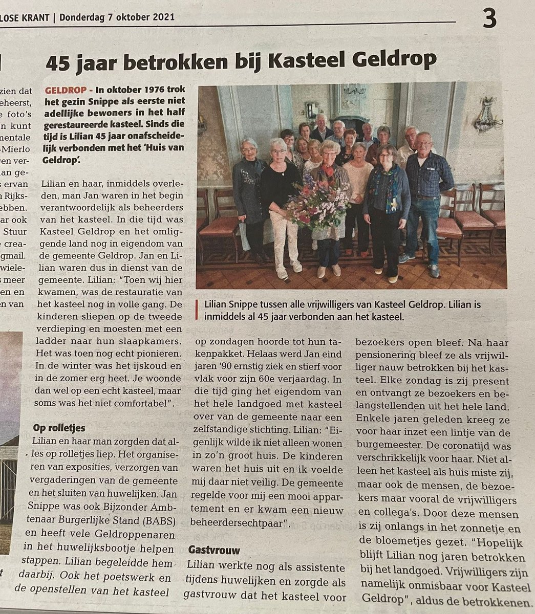 Hartelijk Gefeliciteerd Lilian Snippe
45 jaar vrijwilliger!