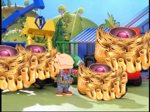 EReticulum2021's tweet photo. Bob might be a ribosome but the rest of the construction crew is part of the endoplasmic reticulum! Without the vital roles of supporting and transporting the ribosomes while also completing the structure of the proteins created, Bob is useless without his crew. #organellewars https://t.co/sDkjfF4hXE