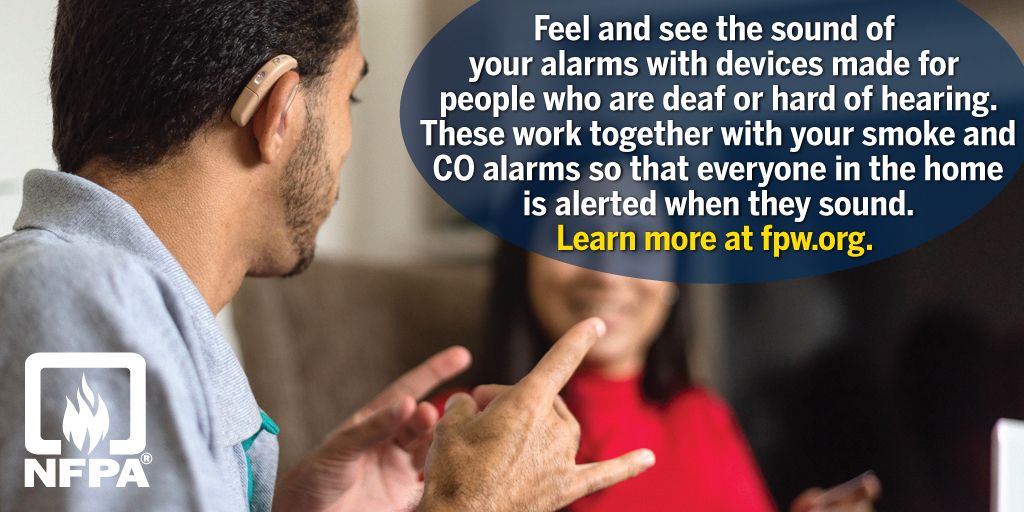 MTFireSafety's tweet photo. There are smoke alarms and devices that alert people who are deaf or hard of hearing. Make sure your alarms meet the needs of all your family members, including those with sensory or physical disabilities.
For more information about #FirePreventionWeek - https://t.co/EdeocwqXlQ. https://t.co/uxZldjvyMj
