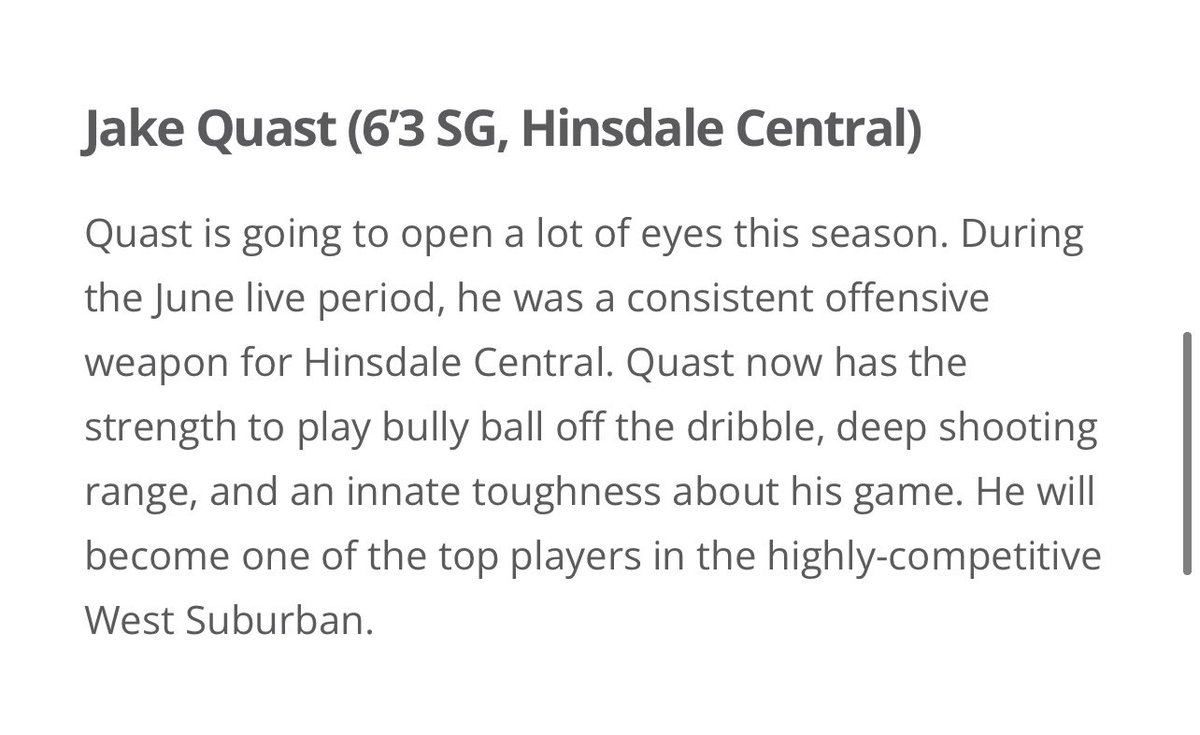 Breakaway Basketball (@breakawaybball) on Twitter photo Check out <a href="/ILHoopProspects/">Illinois Hoop Prospects</a> 30 Seniors Set for a Breakout Season featuring Hinsdale Central SG Jake Quast #getBETTER
<a href="/Jake_Quast_/">Jake Quast</a> <a href="/HCRDBasketball/">Hinsdale Central Boys Basketball</a> Check out <a href="/ILHoopProspects/">Illinois Hoop Prospects</a> 30 Seniors Set for a Breakout Season featuring Hinsdale Central SG Jake Quast #getBETTER
<a href="/Jake_Quast_/">Jake Quast</a> <a href="/HCRDBasketball/">Hinsdale Central Boys Basketball</a>