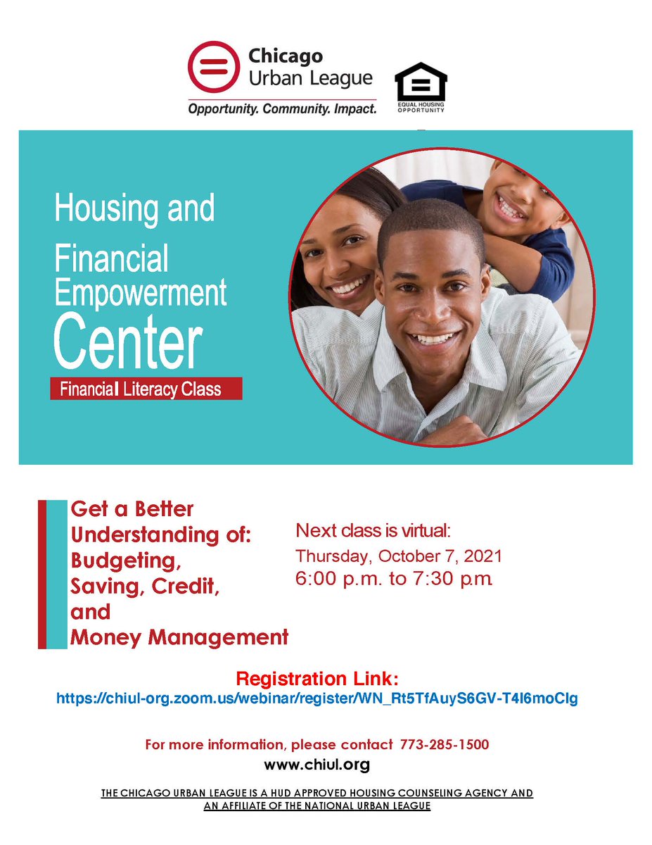 TONIGHT, join us for our Financial Literacy Class to learn more about credit, budgeting &amp; saving.

Register at chiul-org.zoom.us/webinar/regist…

#Housing #Home #FinancialEmpowerment #Chicago #ChiUL