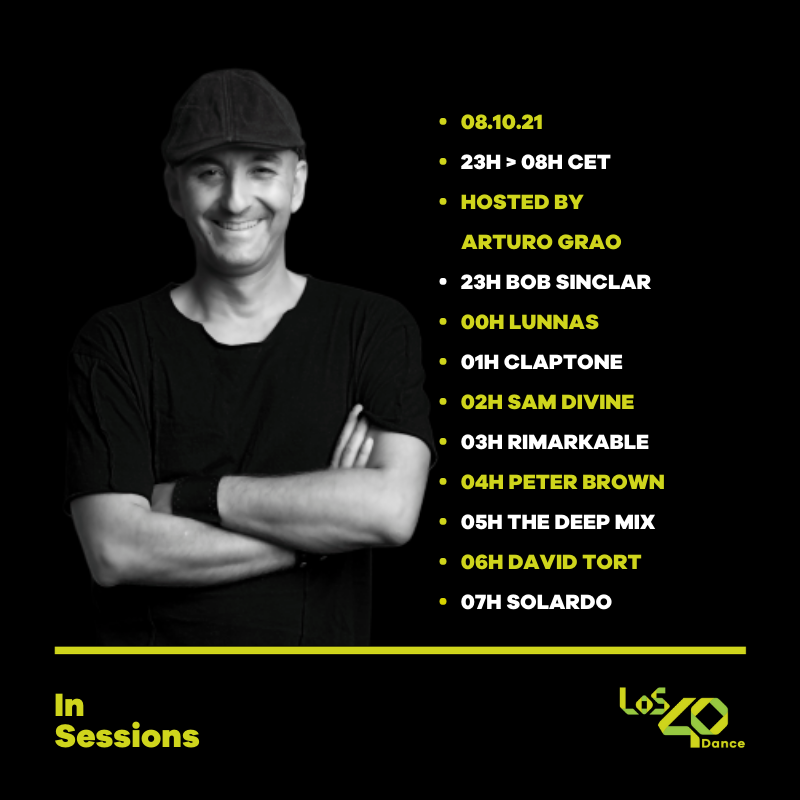 Los40Dance's tweet photo. #LOS40DanceInSessions
w/ @Arturograo1 🎙

❗@bobsinclar
❗@lunnasdj @IbizaVintage
❗@Claptone_
❗@samdivine
❗@iamRIMARKABLE
❗@DefectedRecords
❗@djpeterbrown
❗@SpinninDeep #TheDeepMix
❗@davidtort @HoTLRecords
❗@solardomusic @ultrarecords

🎧 https://t.co/0NkGJWyJ96 https://t.co/BSxCljc5qq