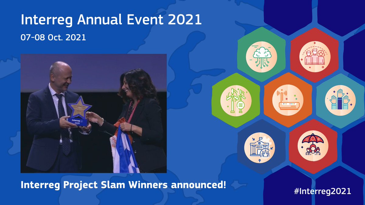 RegioInterreg's tweet photo. 👏👏Congratulations to @interreggr_it, @InterregITASLO & @poctep, winners of the Interreg #ProjectSlam!🏆
And, above all, a big thank you to all of you for your wonderful projects! Together, let's continue to highlight the full potential of #EUCooperation!
#Interreg2021 https://t.co/oulezxLONV