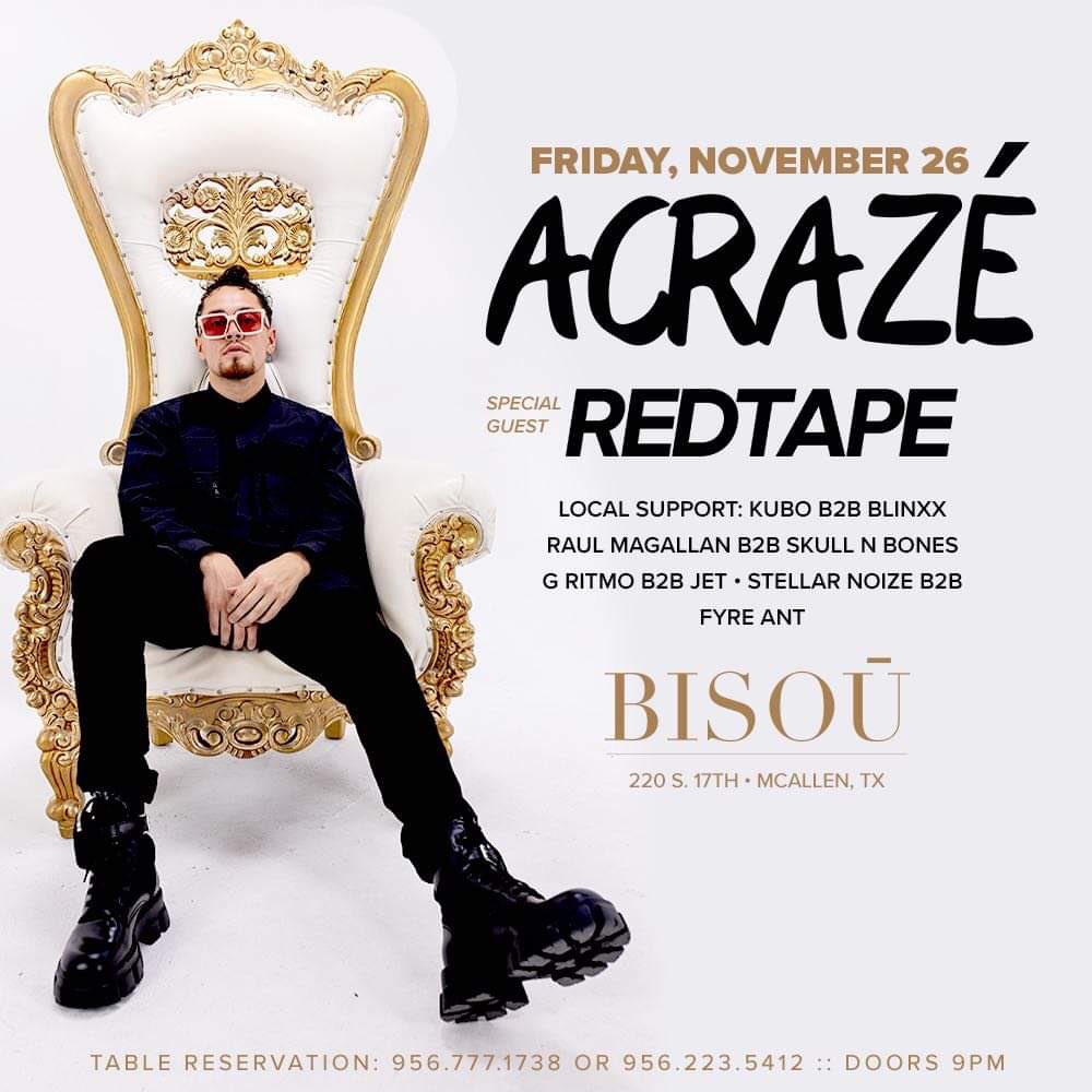 TexasEDMFamily's tweet photo. RGV‼️ RT for your chance to win a pair of tickets to see @Acraze___ &amp; special guest @REDTAPE_MUSIC in McAllen, Tx 🔥

• Must Follow: 
@PlatinumFSEnt 
@TexasEDMFamily 

Tickets available at: https://t.co/gMEMlZwmom https://t.co/hCdQiPfpnP
