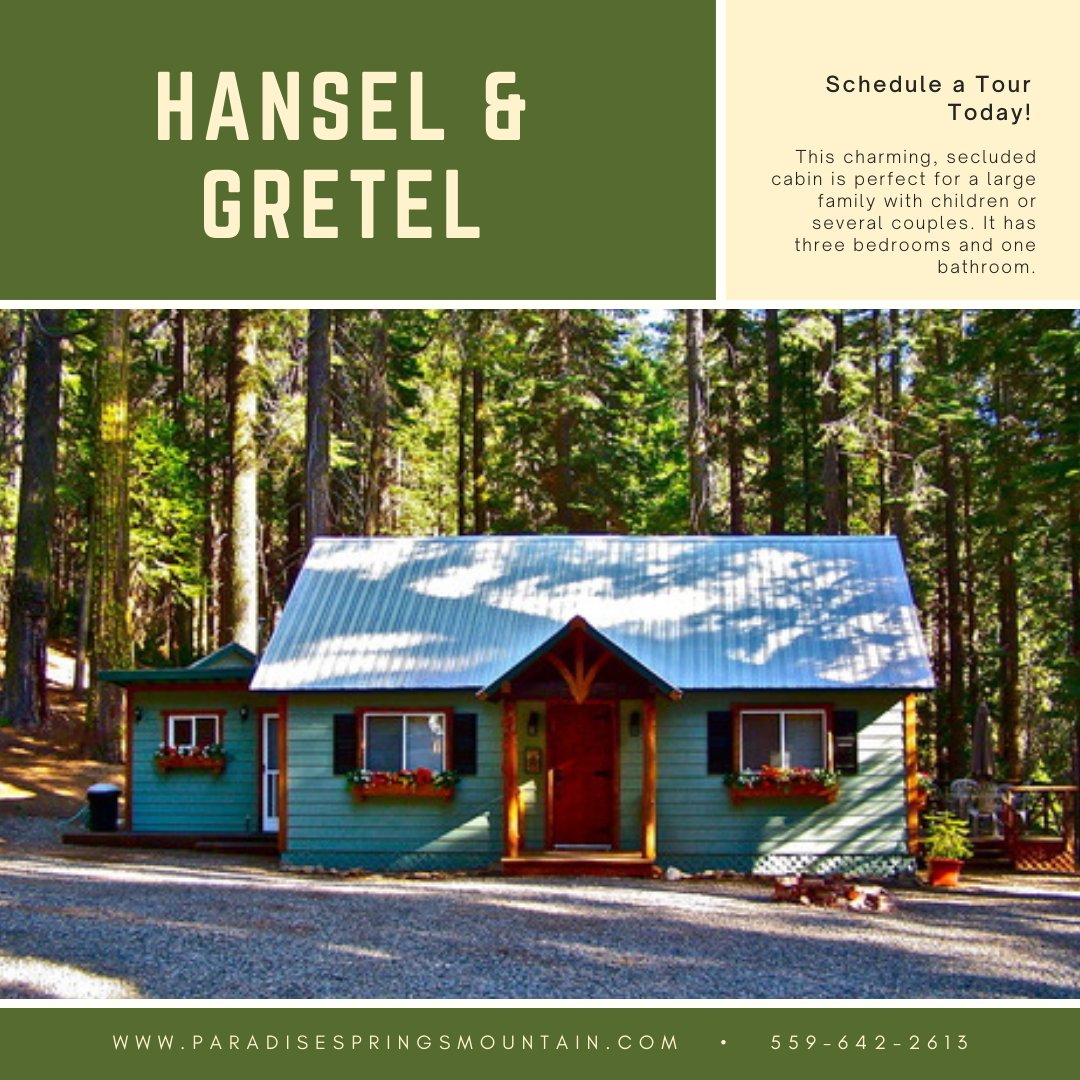 Paradise_Spring's tweet image. Schedule a tour to view the Hansel and Gretel cabin today.
Our Website: paradisespringsmountain.com

#ParadiseSprings #Oakhurst #Yosemite #Lodge #EventVenue #WeddingVenue #WeddingService #BusinessRetreats #RomanticGetaways