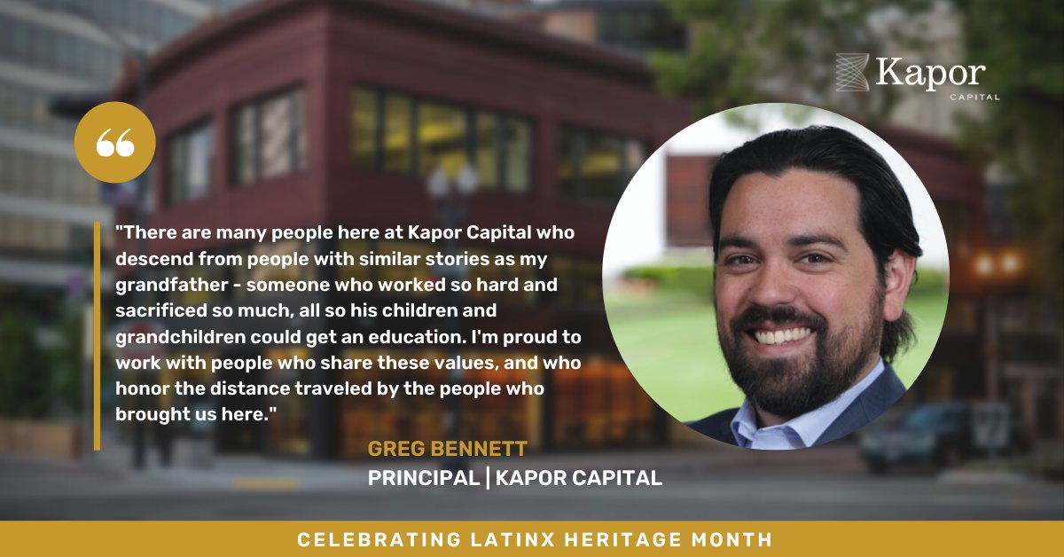 At #KaporCapital, we believe in the power of transformative ideas, diverse teams + honor #DistanceTraveled.

This #LatinXHeritageMonth & every month, we’re grateful for the value & talent Principal @gbennett41 brings to the team to help us close gaps of access + opportunity!