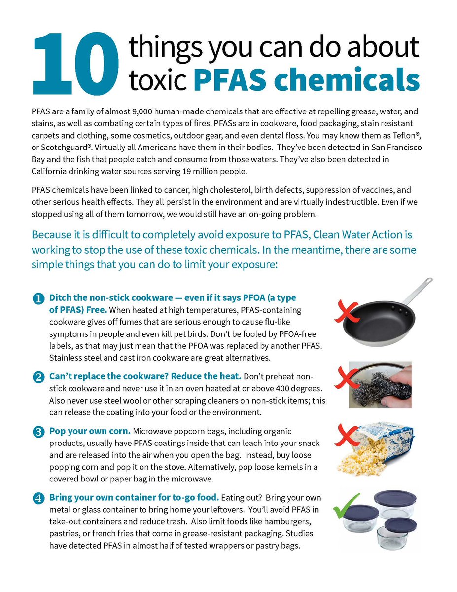 CLF's tweet photo. Check out these tips from @cleanh2oaction on how to reduce your exposure to #PFAS: 
🚫 🍳 🧥 🛋️ 🚫

Check out their website to learn more: https://t.co/UCYVzW0k80 https://t.co/IMuVKVUYWY