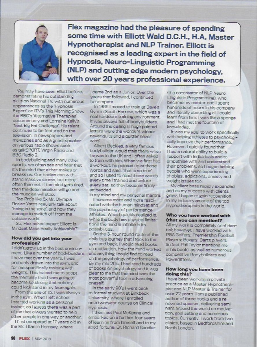 hypnosis_expert's tweet photo. #Hypnosis Expert #Hypnotherapy 

#Flex #FlexMagazine 💪🏻💪🏻Article #MentalToughness #GettingIntoTheZone #HypnosisForMentalStrength💥 

#BodyBuilding #BodyBuildingMotivation #FitnessMotivation #BrainPower #Gym #GymMotivation #MentalHealth #DorianYates #ArnoldSchwarzenegger https://t.co/slfHIA0hf2