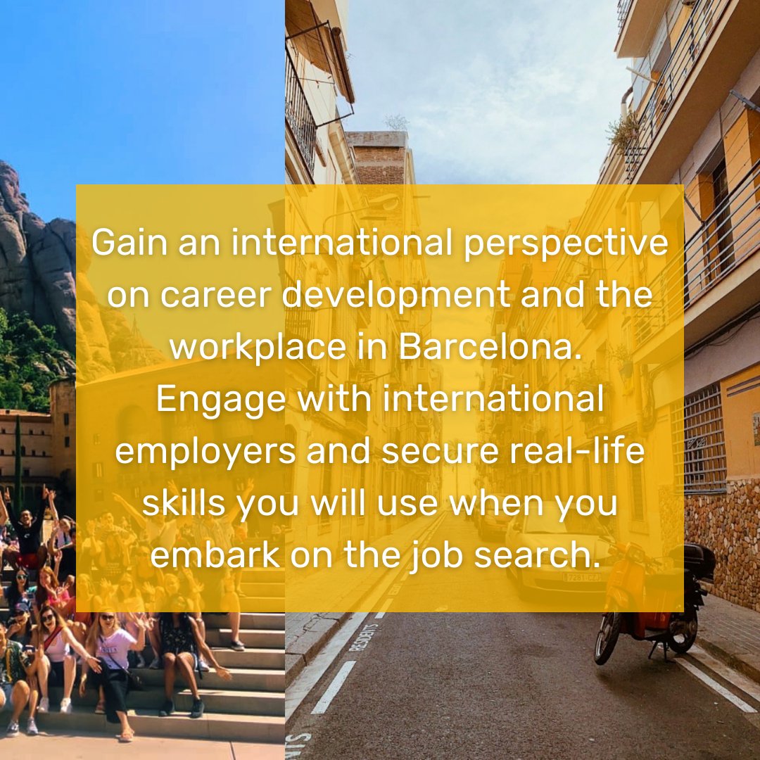 TUCareer's tweet photo. Immerse yourself in Spanish culture while earning credit and preparing for your career. Join us Spring Break 2022 to study abroad in Barcelona! Link in bio for additional info and how to apply💃🏻 https://t.co/OpwniXygDg