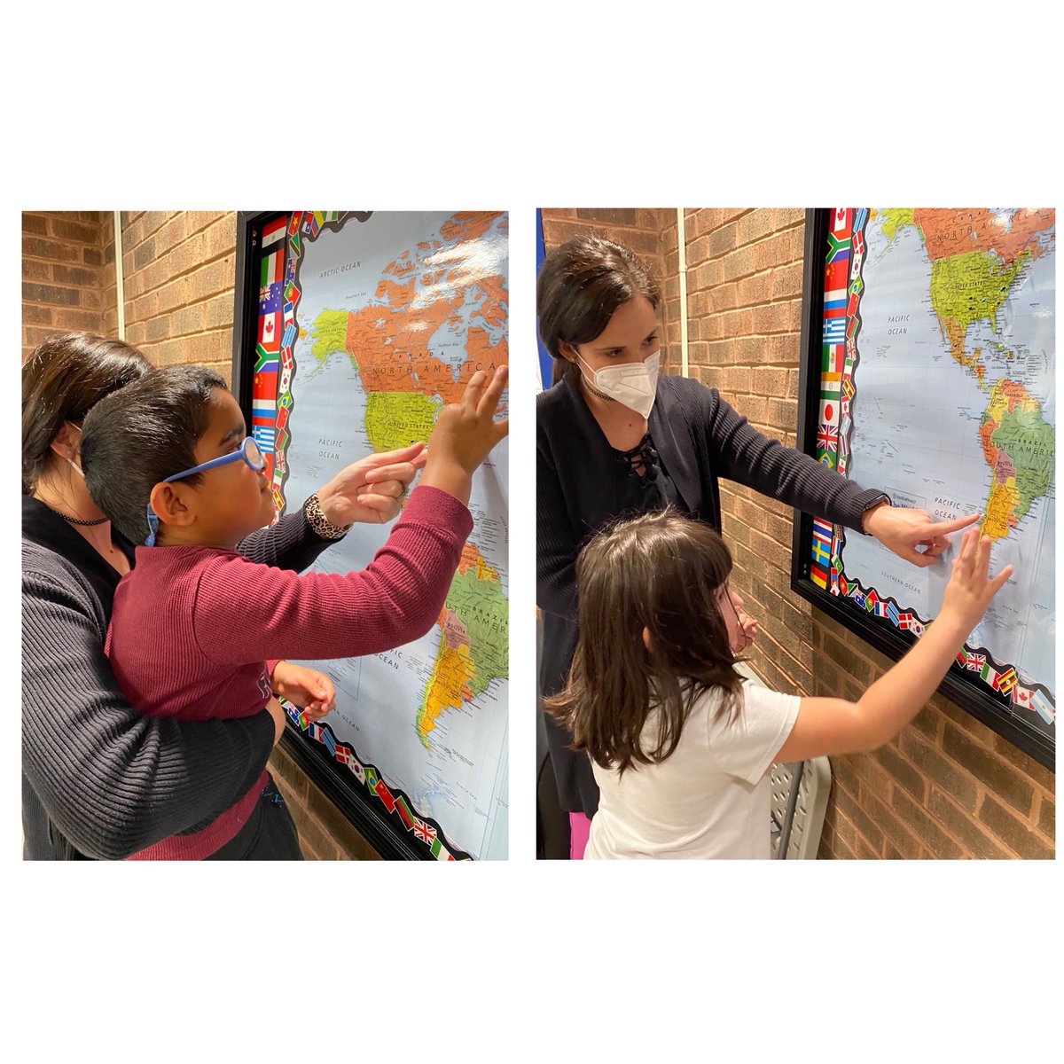 Two of ⁦Mrs. Cudd’s students pinned our world map today! Adam pinned Ottawa, Canada &amp; Violeta pinned Santiago, Chile ⁦<a href="/Mrs_Cudd/">Elizabeth Cudd</a>⁩ ⁦<a href="/anesmustangs/">Antietam ES</a>⁩ ⁦<a href="/ibpyp/">IB PYP</a>⁩ #adventureavocado #whereintheworld #internationalmindedness