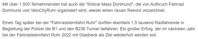 Das #kopenhagenwestfalens freut sich über "neue Rekorde" und "große Erfolge" bei Fahrradaktionen, die sich u. a. gegen die städtische Verkehrspolitik richten. 

Praktisch. Voraussichtlich kann man sich dort noch eine ganze Weile über neue Rekorde und große Erfolge freuen.