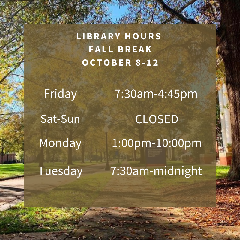 ThomasonLibrary's tweet image. Fall Break at the Library🍂
