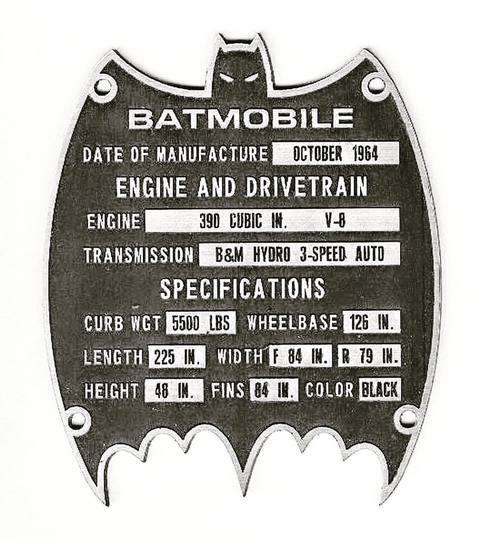 BatChrisGore's tweet photo. Batmobile specs. #Batmobile #Batmobile66 #Batmobile1966 https://t.co/juAYpqCrJl