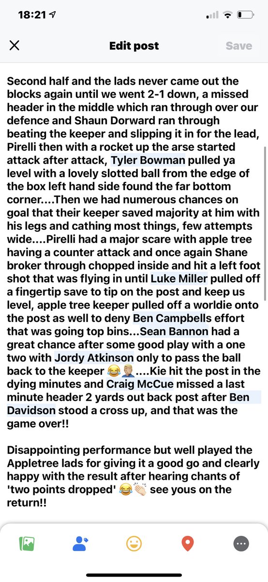 InterPirelli's tweet photo. Shockwaves through the Sunday league 😱😱

Disappointing result for the boys but well played @AppletreeATFC  👏🏻👏🏻

@keironblair x1
@Tyl3rb0wman x1

UTP 💙🖤 https://t.co/EwbawE9umT