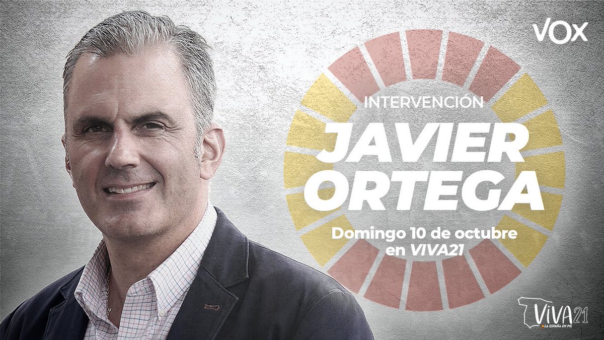 vox_es's tweet photo. ‼ Este domingo 10 de octubre, no te pierdas en el gran acto de presentación de la #AgendaEspaña la intervención de nuestro secretario general, @Ortega_Smith 

➡ Reserva tus entradas a #VIVA21 🇪🇸 en: https://t.co/v0ZGfbIqRg https://t.co/39B9V1C8pk