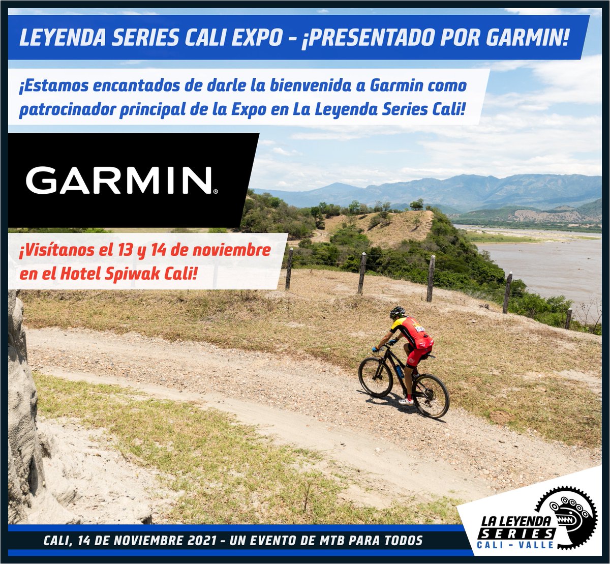 laleyendamtb's tweet photo. ¡Estamos encantados de darle la bienvenida a #Garmin como patrocinador principal 🔝 de la Expo en #LaLeyendaSeries #Cali! ⭐️
13 y 14 de noviembre 🗓@hotelspiwak @Chipichape , Cali. Gracias #GarminColombia! @GarminPamacol @Garmin https://t.co/QCojKhgl6u