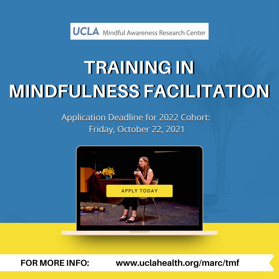 uclamarc's tweet photo. @dianawinston will be hosting an info session on Wednesday, Oct 13, 4 pm-5 pm PST to discuss any questions you might have regarding the TMF year-long mindfulness teacher training program. 

Sign up here: https://t.co/r62LPu9Izm https://t.co/Gp5x61lD60