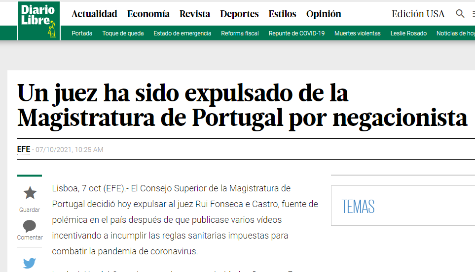 MAlpelicano's tweet photo. El juez Rui Fonseca e Castro ha sido expulsado finalmente de la magistratura.
Un aplauso y sirva este tuit como homenaje a un hombre integro que se opuso con coraje y la fuerza de la razón a toda esta locura, poniendo en grave riesgo su vida, su patrimonio y su carrera. https://t.co/tWELx6orqb
