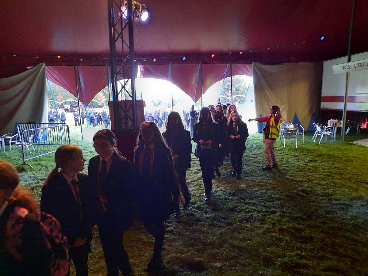 ClevedonSchool's tweet photo. A super smooth journey with @PeterCarolCoach and much excitement as we take the best seats in the tent for Circus of the Streets.

 An amazing first half...can't wait for the second! https://t.co/nvnau2rzJ1