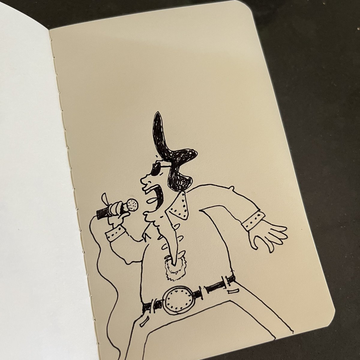 kirkreedstrom's tweet photo. I’ve got an Elvis Impersonator for today’s #SquiggleParty doodle. The moment I saw the squiggle, I knew exactly what it would become!
#Kidlitart #SquiggleGame #Elvis #ElvisDrawing #CharacterDesign #DrawingChallenge https://t.co/cUasl6ZOpY