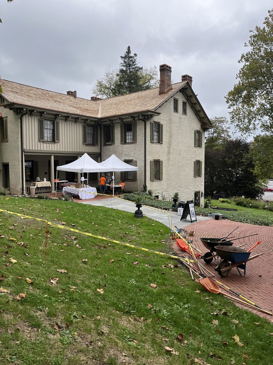Centre County Historical Society volunteers and <a href="/GoPSUsports/">Penn State Athletics</a> athletes are mulching and weeding at the <a href="/CentreUnitedWay/">CC United Way</a>-organized #DayOfCaring2021 Centre Furnace Mansion location. Follow #comm260 reports throughout the day.
