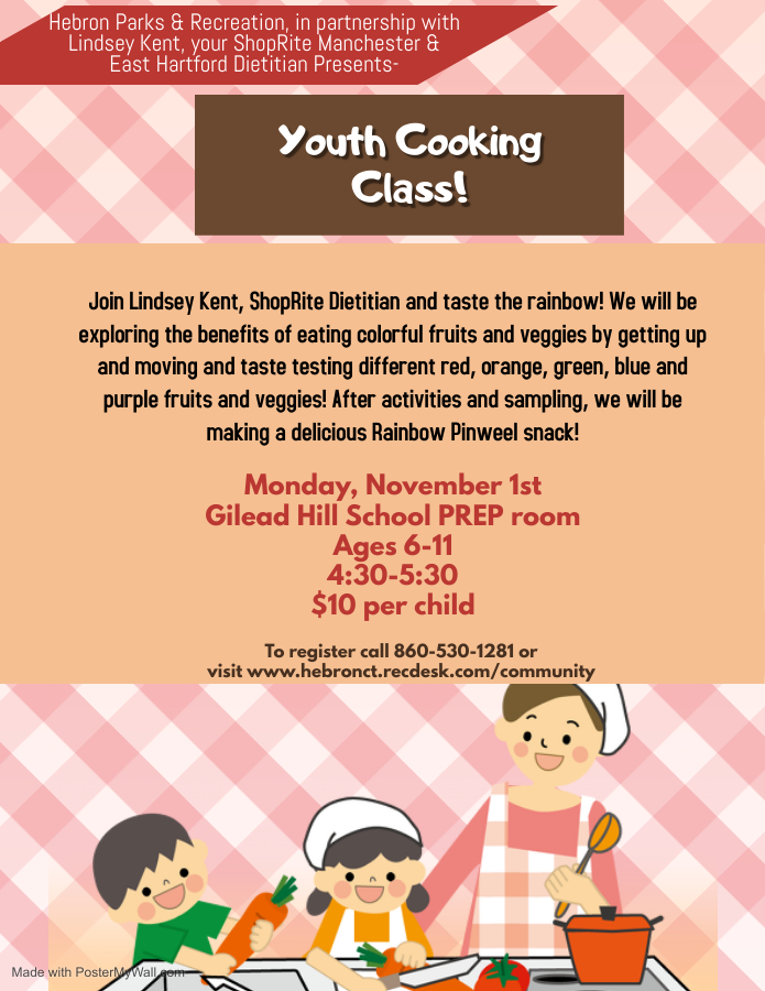 HebronCTRec's tweet image. Grab an apron and all your ingredients and come check out our new cooking classes! 🧑‍🍳👩‍🍳Visit hebronct.recdesk.com/community to register!