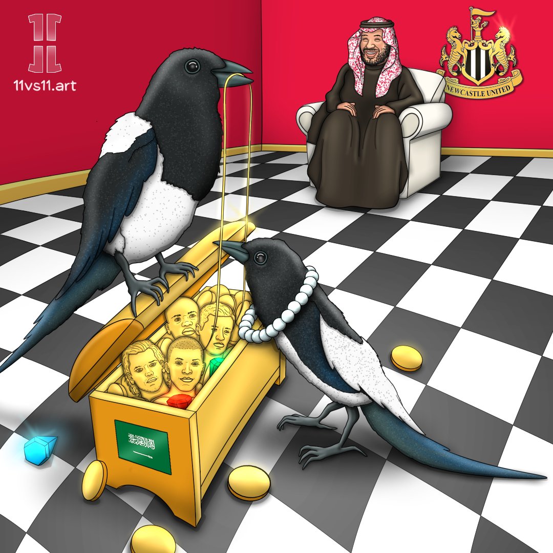 🏴󠁧󠁢󠁥󠁮󠁧󠁿⬛⬜🇸🇦💰 | #Magpies #TheMagpies #binSalman #Newcastle #NewcastleUnited #NUFC #Mbappe #Griezmann #Coutinho #Koulibaly #PremierLeague #EPL #11vs11art