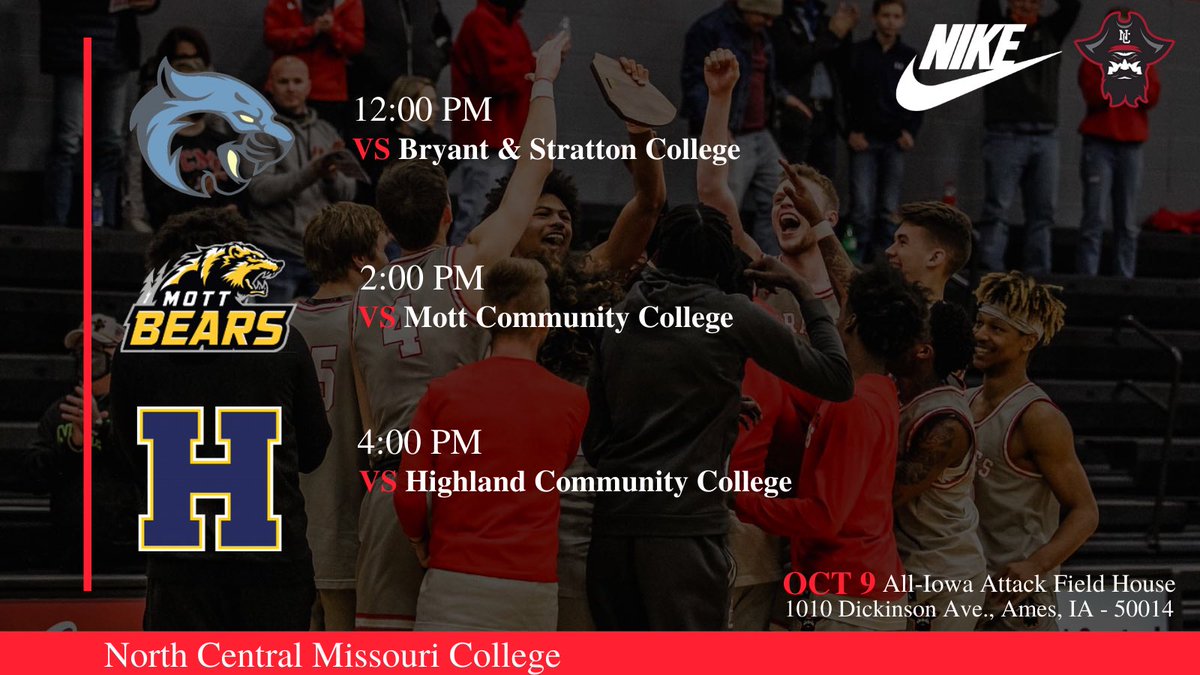 NCMCPiratesMBB's tweet photo. 4 Year Coaches

Come check out the Pirates in Ames, Iowa this weekend at the ICCAC Juco Jam 🏴‍☠️🏀 https://t.co/V75nQhGgn1