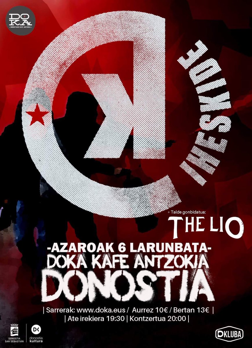 Azaroak 6 @ <a href="/DokaAntzokia/">Doka Kafe Antzokia</a> 

<a href="/iheskide/">IHESKIDE punkrock</a> + The Lio