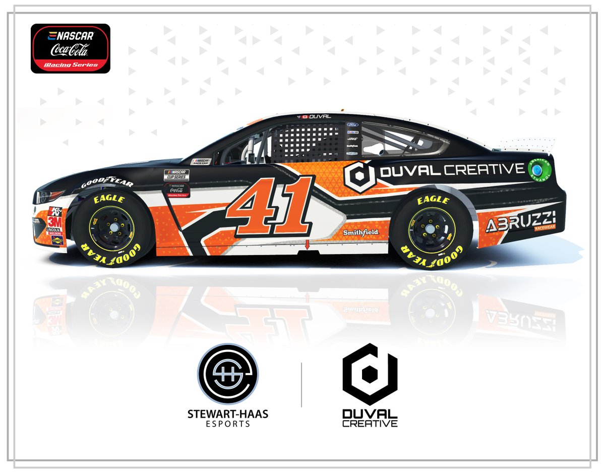 Absolutely thrilled to announce that @DuvalCreative will be featured on my #41 @SHR_eSports car for the upcoming @eNASCARCocaCola finale at the virtual @TXMotorSpeedway! Honored and excited to have this opportunity. @SHR_eSports | @DuvalCreative