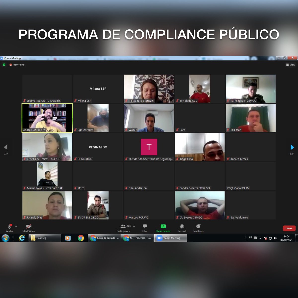 CONSEGGO's tweet photo. Equipe da Coordenação Estadual dos CONSEGs da SSP e o Gerente de Articulação e Ações Integradas da SSP participaram da palestra Ética nas Relações de Trabalho ministrada pela Prof. André Luiz Ribeiro na 1ª Semana de Compliance Público da SSP GO. https://t.co/Q5bvncRqBw