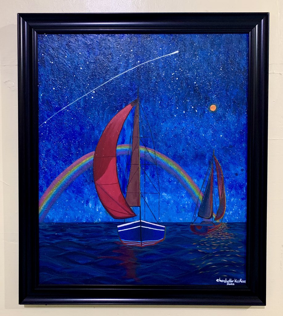 chantelle_eghan's tweet photo. I am very honored to be chosen to make this custom painting for Mrs. Rebecca Akufo-Addo. I literally pinched myself to make sure it wasn’t a dream.

Title: Dawn on the Ocean
Size: 50cm x 60cm 
Medium: Acrylic and pastel on Canvas
Collector: Mrs. Rebecca Akufo-Addo https://t.co/dnswXfyczu