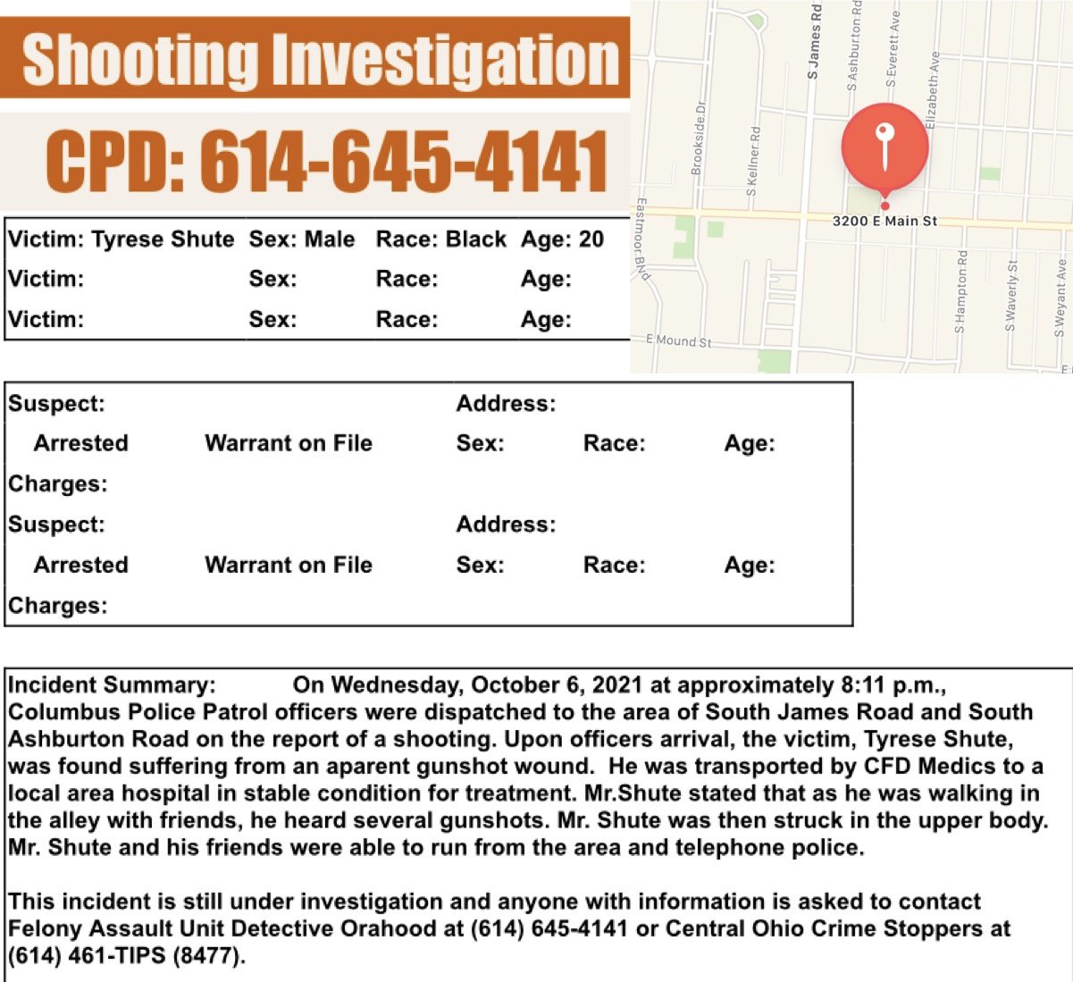 Columbus Ohio Police on Twitter "SHOOTING INVESTIGATION 10/6/218