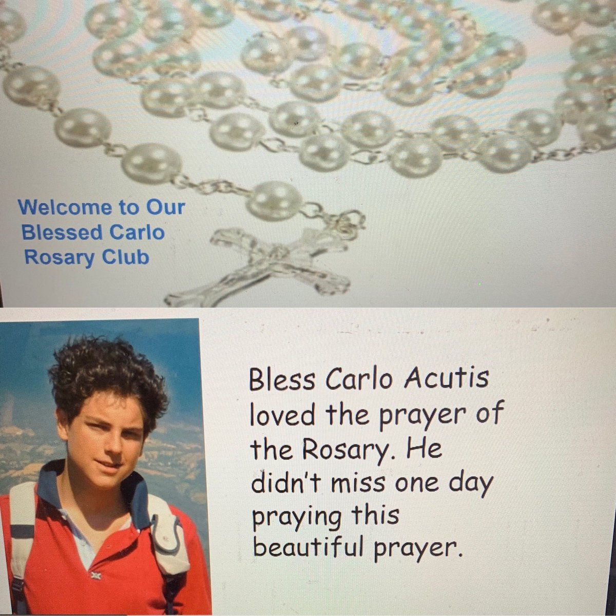 CyBelliveau's tweet photo. Thank you Ms Cameron for leading us in prayer in our first @CarloOCSB Rosary Club. Staff and students did a wonderful job praying the Luminous Mysteries. @ocsbRE #CarloBeCommunity #ocsb https://t.co/lJAGG0p24s