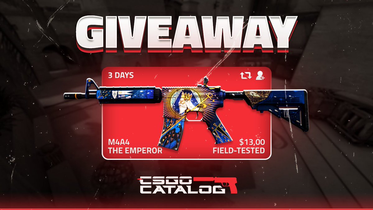 csgocatalog's tweet photo. 🎉 M4A4 | The Emperor (Field-Tested) Giveaway🎉

To join:
✅ Follow us
✅ Retweet
✅ Tag a friend
✅ (Optional) Join our $30.00 AK-47 Giveaway:
https://t.co/7feOfhr2wg

⏱️ Rolling in 3 days

#csgo #csgoskins #CSGOGiveaway #csgogiveaways https://t.co/6S2VwP1Eg2