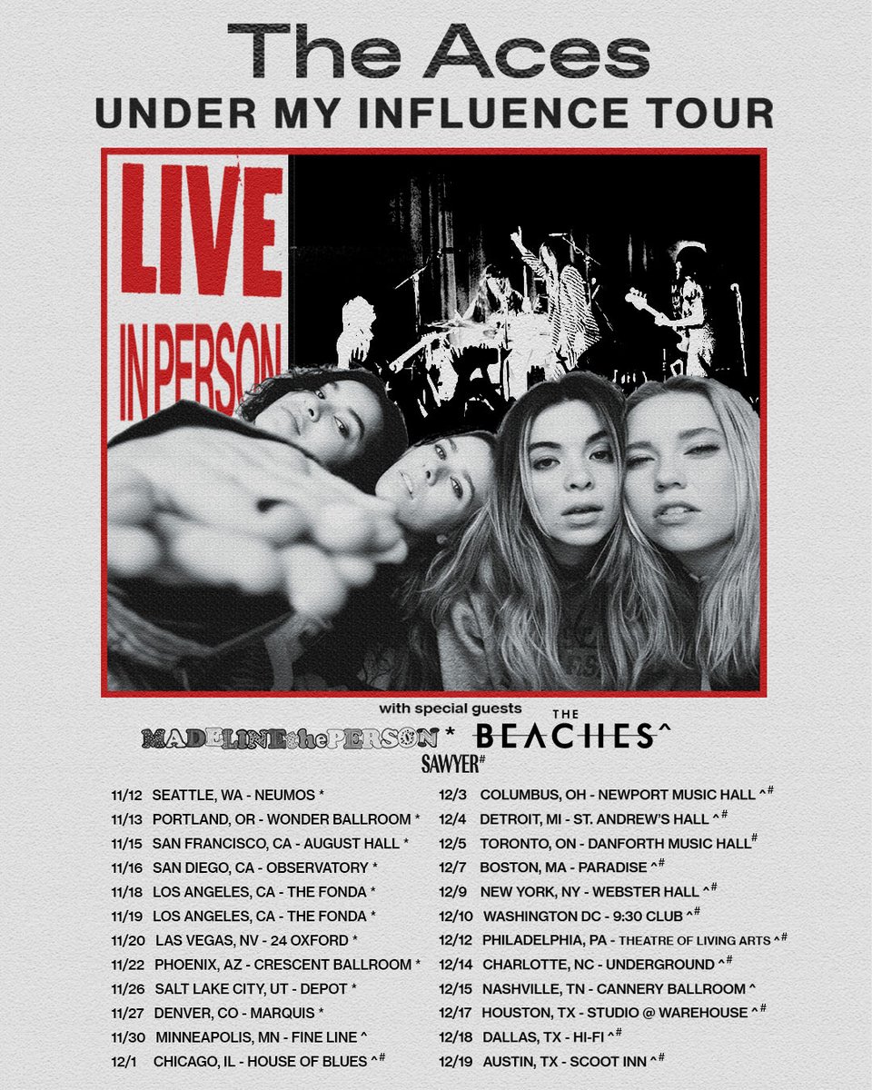 We are going on tour with the cool girls in December!!!!!!!! Truly cannot believe it. Tickets on sale now!  thebandsawyer.com/tour