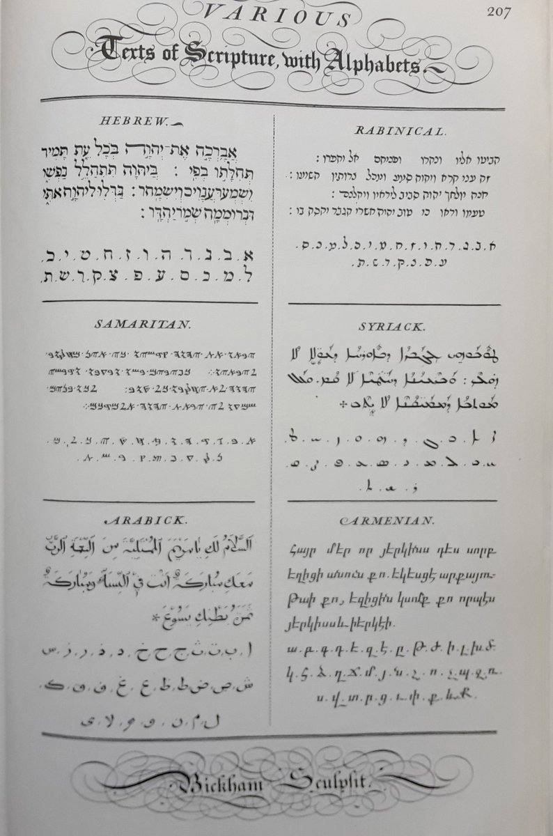CalligraphyRes1's tweet photo. The Oriental Languages

from The Universal Penman
by George Bickham (et al)
issued in fifty-two parts between 1733 and 1741

(Dover reprint)

#hebrew #arabic #syriac #rabbinical #samaritan #armenian #alphabet #spencerian #colonial #empire #calligraphy #lettering #engraving https://t.co/6R2Oh2TPPM