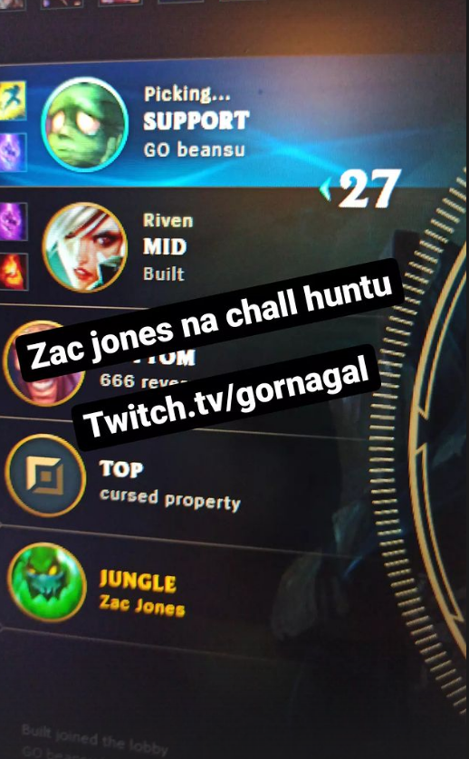 Zac jones chall hunt - 700 lp hardstuck gamin'

twitch.tv/gornagal