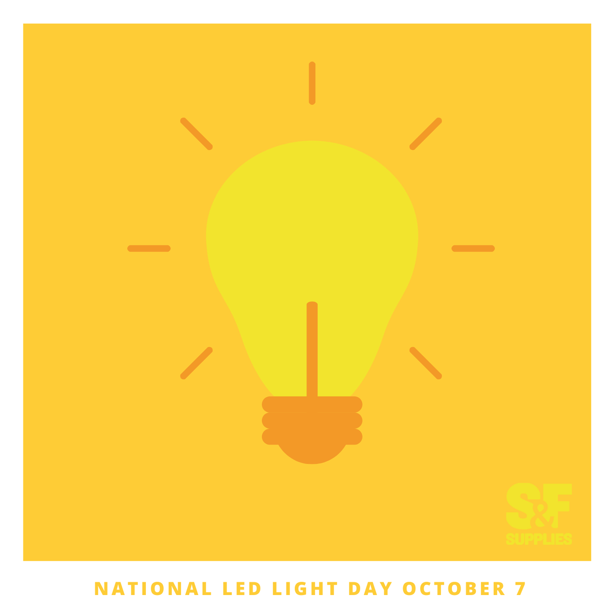 💡💡 Happy National LED Light Day! LEDs are energy saving, better for the environment, and last longer than other bulbs up to 50,000 hours. Find all the LED lighting and power supplies you need at S&amp;F loom.ly/r2o36oY Switch to LEDs today! #nationalledlightday #sfsupplies
