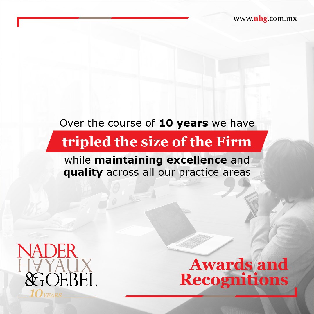 NHG_Law's tweet photo. During these 10 years, NHG has positioned itself in the market as an elite firm.

We have been recognised as such by the main legal directories in Mexico. Here are some of our awards and recognitions.
#NHGteam #NHG10years #awards #Lawfirm https://t.co/7snYIzfObO