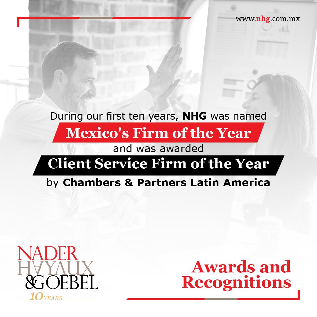 NHG_Law's tweet photo. During these 10 years, NHG has positioned itself in the market as an elite firm.

We have been recognised as such by the main legal directories in Mexico. Here are some of our awards and recognitions.
#NHGteam #NHG10years #awards #Lawfirm https://t.co/7snYIzfObO