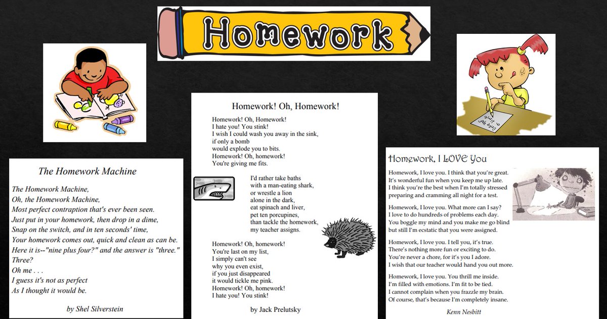 In honor of National Poetry Day, we shared these hilarious poems with our students today. They enjoyed the mixed emotions about homework. Who are some of your favorite poets? What is your favorite poem? #LeadingwithLiteracy #ReadingIsCherishedHere #GameOn #SouthwestReady